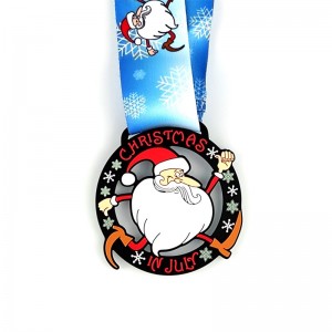 Médailles de Santa Running Médailles Custom Gift For Christmas Metal Medals with Gems