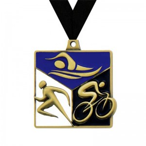 Belle médaille de design 3D UV Impression d\'émail médailles de triathlon médaillon