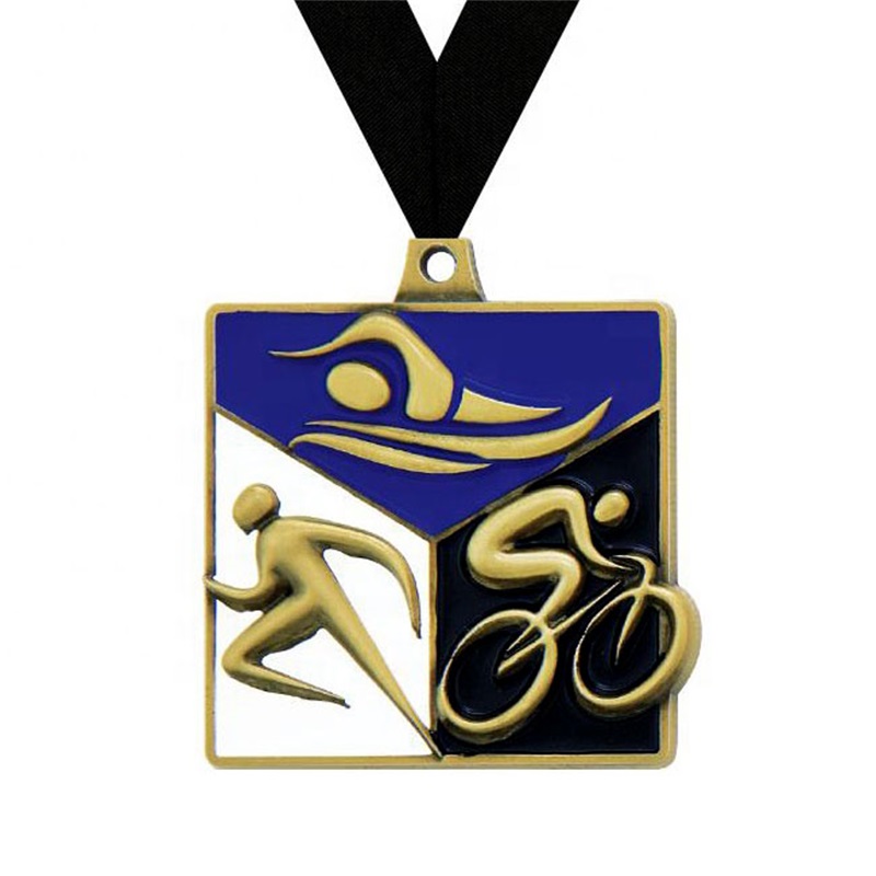 Belle médaille de design 3D UV Impression d\'émail médailles de triathlon médaillon