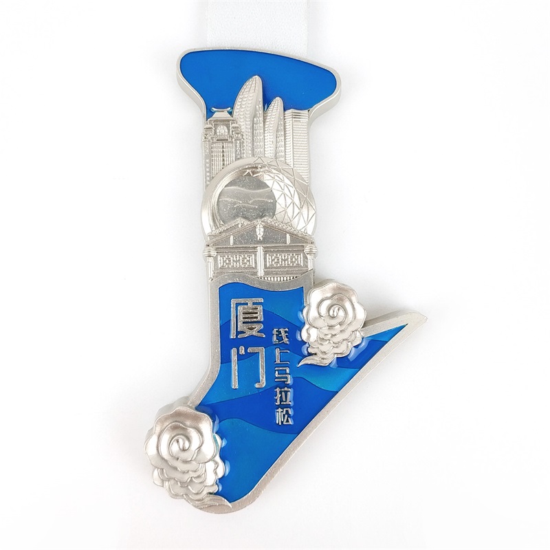 Médaille de marathon personnalisée UV Imprimé Blue Email Médaille religieuse